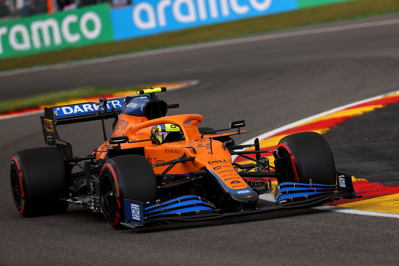 GP BELGIO, Lando Norris (GBR) McLaren MCL35M.
27.08.2021. Formula 1 World Championship, Rd 12, Belgian Grand Prix, Spa Francorchamps, Belgium, Practice Day.
- www.xpbimages.com, EMail: requests@xpbimages.com © Copyright: Batchelor / XPB Images
