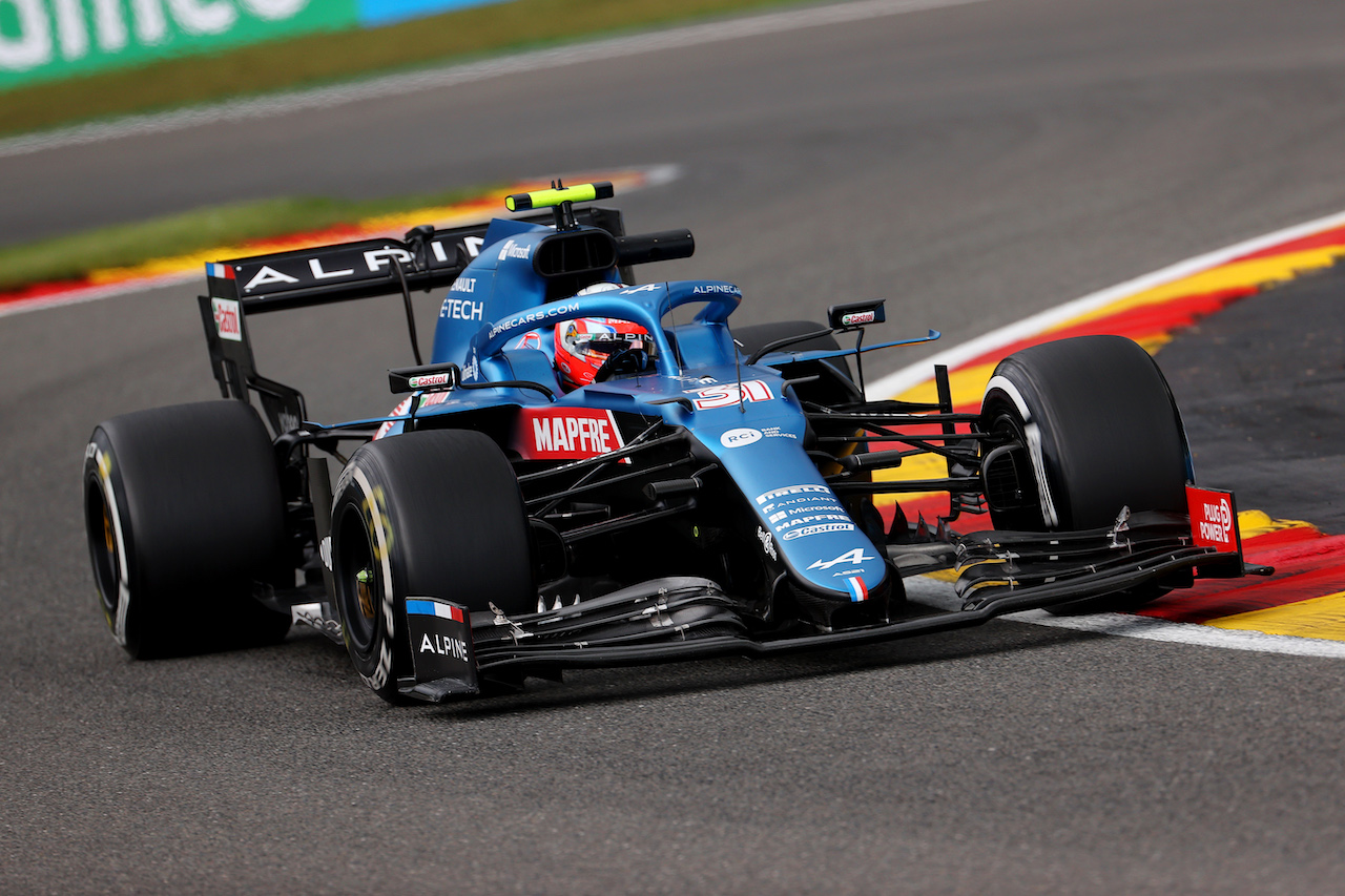 GP BELGIO, Esteban Ocon (FRA) Alpine F1 Team A521.
27.08.2021. Formula 1 World Championship, Rd 12, Belgian Grand Prix, Spa Francorchamps, Belgium, Practice Day.
- www.xpbimages.com, EMail: requests@xpbimages.com © Copyright: Batchelor / XPB Images