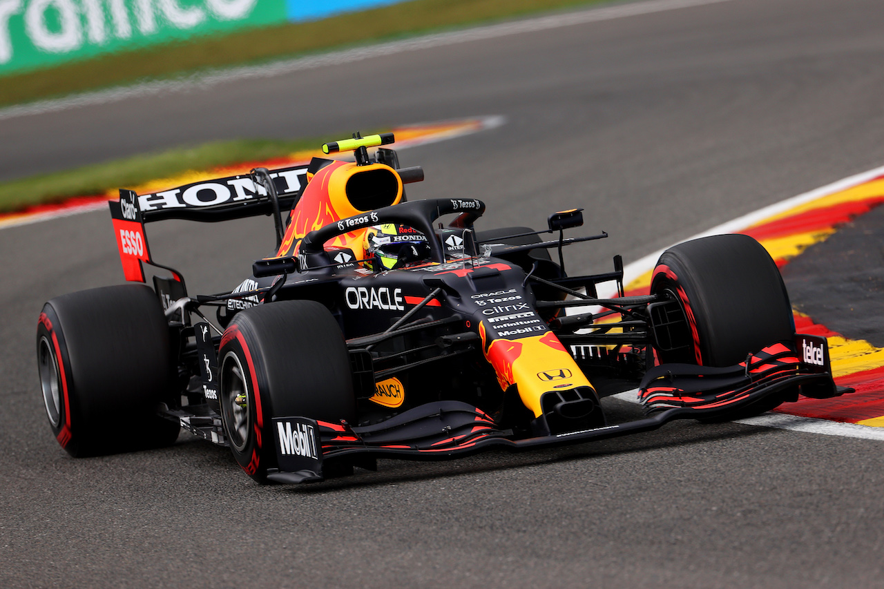 GP BELGIO, Sergio Perez (MEX) Red Bull Racing RB16B.
27.08.2021. Formula 1 World Championship, Rd 12, Belgian Grand Prix, Spa Francorchamps, Belgium, Practice Day.
- www.xpbimages.com, EMail: requests@xpbimages.com © Copyright: Batchelor / XPB Images