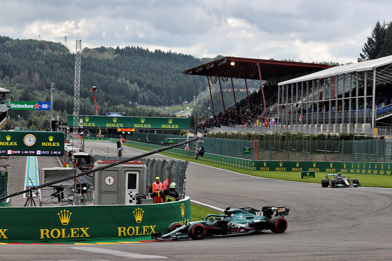 GP BELGIO, Lance Stroll (CDN) Aston Martin F1 Team AMR21.
27.08.2021. Formula 1 World Championship, Rd 12, Belgian Grand Prix, Spa Francorchamps, Belgium, Practice Day.
- www.xpbimages.com, EMail: requests@xpbimages.com © Copyright: Batchelor / XPB Images