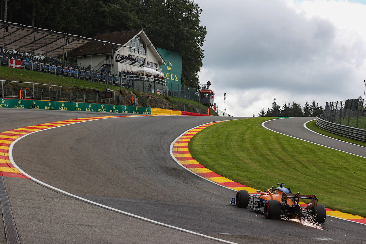 GP BELGIO, Lando Norris (GBR), McLaren F1 Team 
27.08.2021. Formula 1 World Championship, Rd 12, Belgian Grand Prix, Spa Francorchamps, Belgium, Practice Day.
- www.xpbimages.com, EMail: requests@xpbimages.com ¬© Copyright: Charniaux / XPB Images