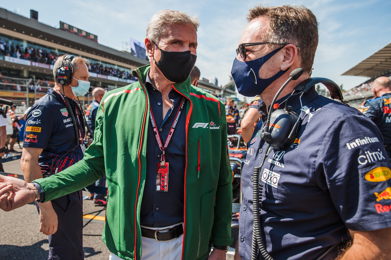 GP CITTA DEL MESSICO, David Coulthard (GBR) with Christian Horner (GBR) Red Bull Racing Team Principal.
07.11.2021. Formula 1 World Championship, Rd 18, Mexican Grand Prix, Mexico City, Mexico, Gara Day.
- www.xpbimages.com, EMail: requests@xpbimages.com © Copyright: Batchelor / XPB Images