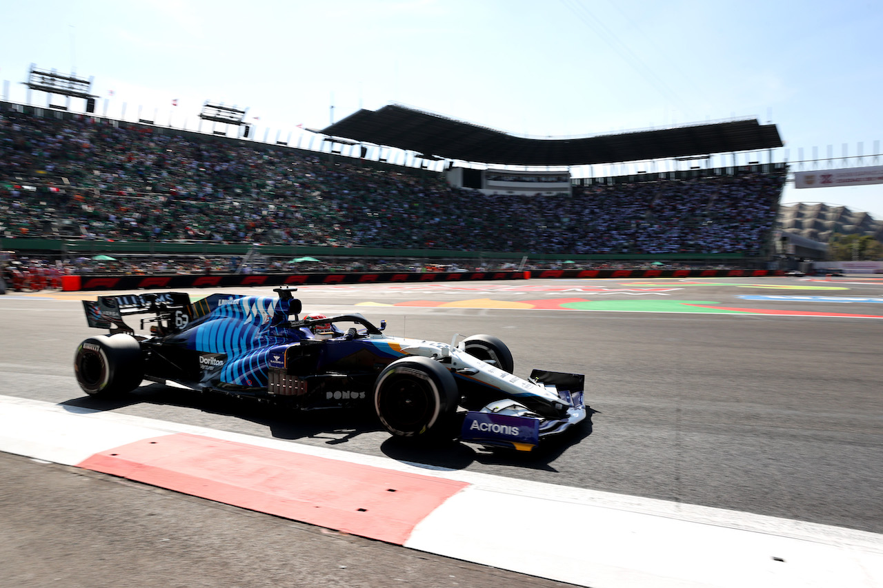 GP CITTA DEL MESSICO, George Russell (GBR) Williams Racing FW43B.
07.11.2021. Formula 1 World Championship, Rd 18, Mexican Grand Prix, Mexico City, Mexico, Gara Day.
- www.xpbimages.com, EMail: requests@xpbimages.com ¬© Copyright: Batchelor / XPB Images