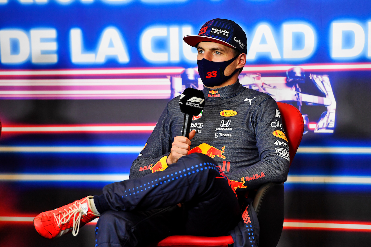 GP CITTA DEL MESSICO, Max Verstappen (NLD) Red Bull Racing in the post race FIA Press Conference.
07.11.2021. Formula 1 World Championship, Rd 18, Mexican Grand Prix, Mexico City, Mexico, Gara Day.
- www.xpbimages.com, EMail: requests@xpbimages.com © Copyright: Carrezevoli / XPB Images