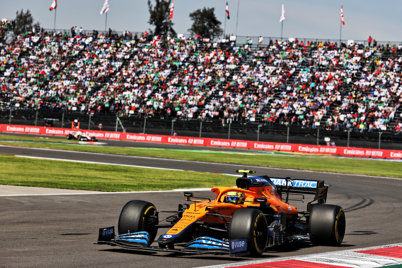 GP CITTA DEL MESSICO, Lando Norris (GBR) McLaren MCL35M.
07.11.2021. Formula 1 World Championship, Rd 18, Mexican Grand Prix, Mexico City, Mexico, Gara Day.
- www.xpbimages.com, EMail: requests@xpbimages.com © Copyright: Batchelor / XPB Images