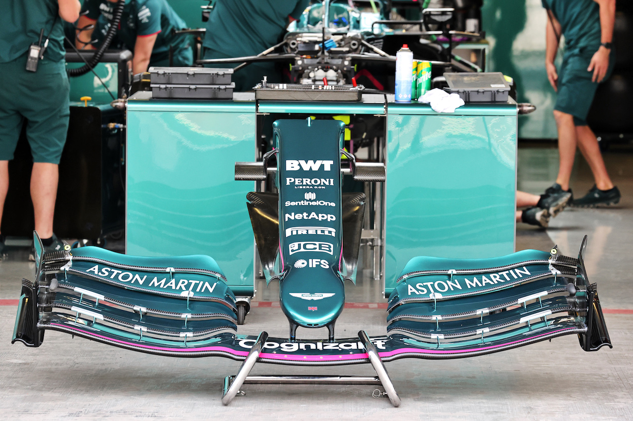 GP CITTA DEL MESSICO, Aston Martin F1 Team front wing.
04.11.2021. Formula 1 World Championship, Rd 18, Mexican Grand Prix, Mexico City, Mexico, Preparation Day.
- www.xpbimages.com, EMail: requests@xpbimages.com © Copyright: Batchelor / XPB Images