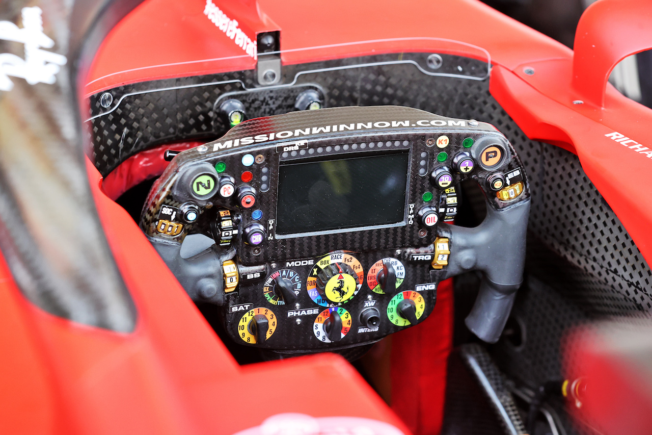 GP CITTA DEL MESSICO, Ferrari SF-21 steering wheel.
04.11.2021. Formula 1 World Championship, Rd 18, Mexican Grand Prix, Mexico City, Mexico, Preparation Day.
- www.xpbimages.com, EMail: requests@xpbimages.com © Copyright: Batchelor / XPB Images