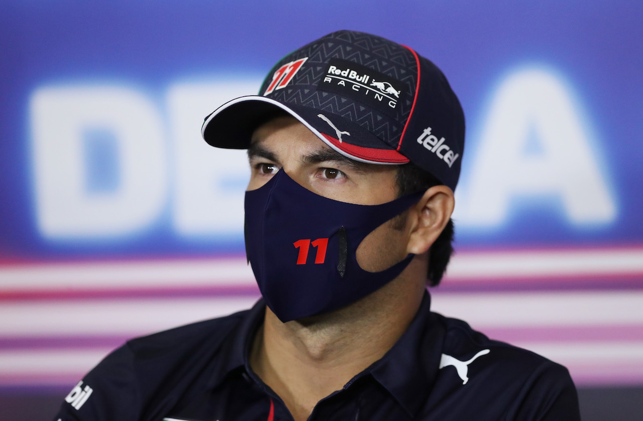 GP CITTA DEL MESSICO, Sergio Perez (MEX) Red Bull Racing in the FIA Press Conference.
04.11.2021. Formula 1 World Championship, Rd 18, Mexican Grand Prix, Mexico City, Mexico, Preparation Day.
- www.xpbimages.com, EMail: requests@xpbimages.com © Copyright: FIA Pool Image for Editorial Use Only