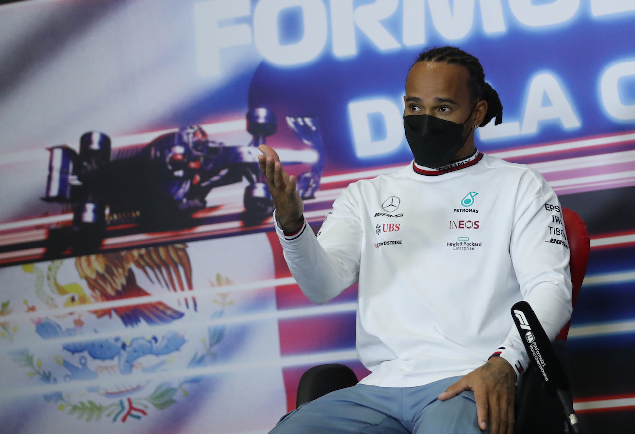 GP CITTA DEL MESSICO, Lewis Hamilton (GBR) Mercedes AMG F1 in the FIA Press Conference.
04.11.2021. Formula 1 World Championship, Rd 18, Mexican Grand Prix, Mexico City, Mexico, Preparation Day.
- www.xpbimages.com, EMail: requests@xpbimages.com © Copyright: FIA Pool Image for Editorial Use Only