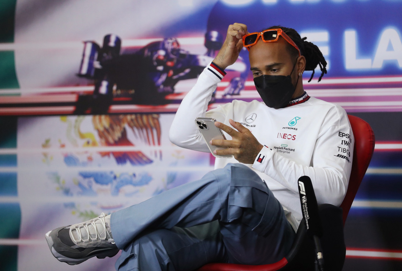 GP CITTA DEL MESSICO, Lewis Hamilton (GBR) Mercedes AMG F1 in the FIA Press Conference.
04.11.2021. Formula 1 World Championship, Rd 18, Mexican Grand Prix, Mexico City, Mexico, Preparation Day.
- www.xpbimages.com, EMail: requests@xpbimages.com © Copyright: FIA Pool Image for Editorial Use Only