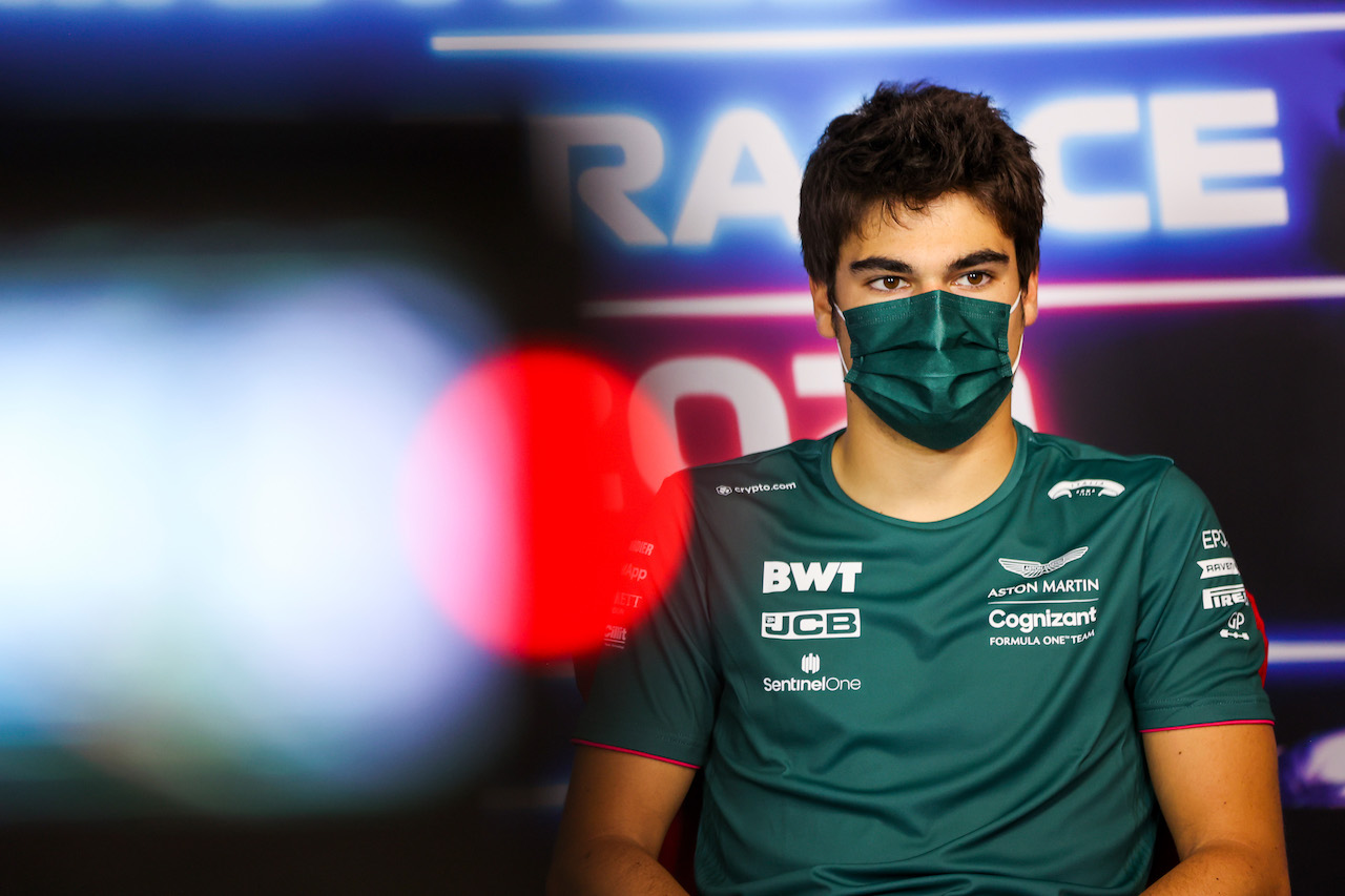 GP FRANCIA, Lance Stroll (CDN) Aston Martin F1 Team in the FIA Press Conference.
17.06.2021. Formula 1 World Championship, Rd 7, French Grand Prix, Paul Ricard, France, Preparation Day.
- www.xpbimages.com, EMail: requests@xpbimages.com © Copyright: FIA Pool Image for Editorial Use Only