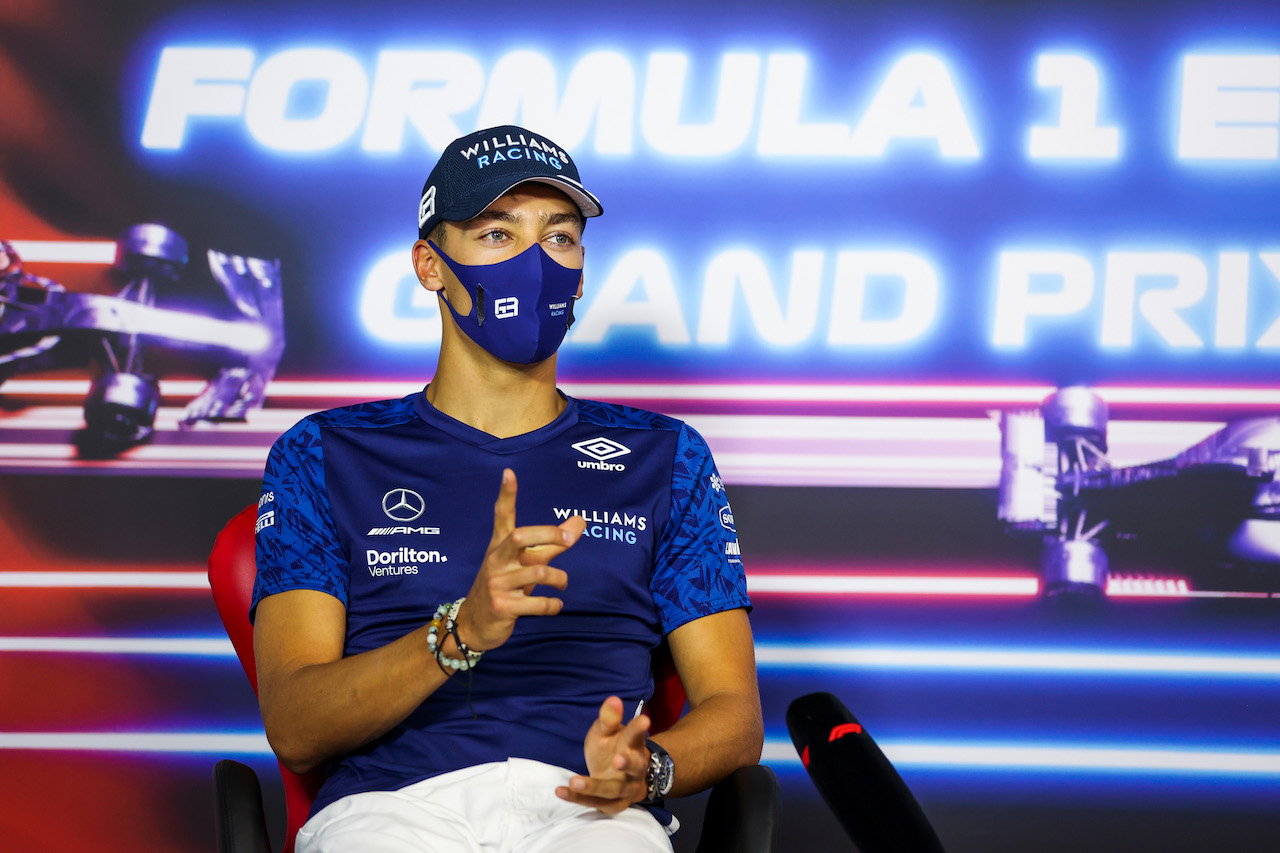 GP FRANCIA, George Russell (GBR) Williams Racing in the FIA Press Conference.
17.06.2021. Formula 1 World Championship, Rd 7, French Grand Prix, Paul Ricard, France, Preparation Day.
- www.xpbimages.com, EMail: requests@xpbimages.com © Copyright: FIA Pool Image for Editorial Use Only