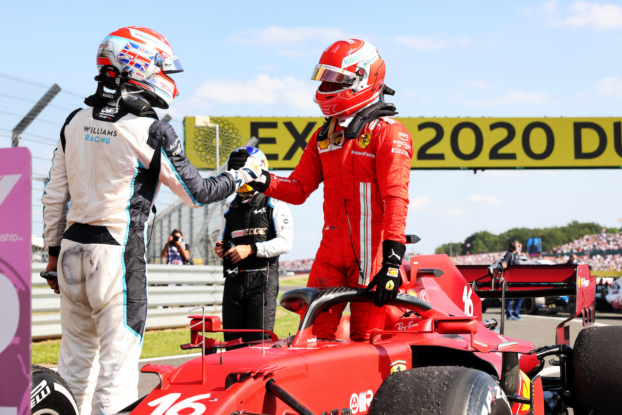 GP GRAN BRETAGNA, (L to R): George Russell (GBR) Williams Racing with Charles Leclerc (MON) Ferrari SF-21 in parc ferme.
18.07.2021. Formula 1 World Championship, Rd 10, British Grand Prix, Silverstone, England, Gara Day.
- www.xpbimages.com, EMail: requests@xpbimages.com © Copyright: Batchelor / XPB Images