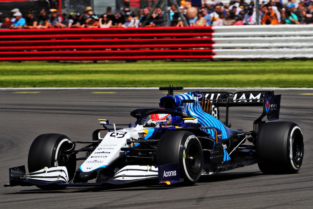 GP GRAN BRETAGNA, George Russell (GBR) Williams Racing FW43B.
16.07.2021. Formula 1 World Championship, Rd 10, British Grand Prix, Silverstone, England, Practice Day.
 - www.xpbimages.com, EMail: requests@xpbimages.com © Copyright: Davenport / XPB Images