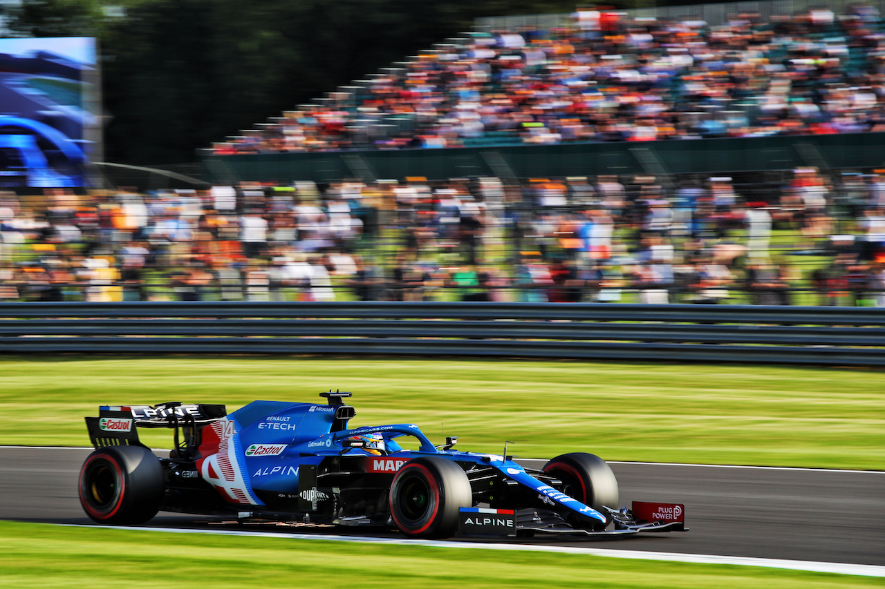 GP GRAN BRETAGNA, Fernando Alonso (ESP) Alpine F1 Team A521.
16.07.2021. Formula 1 World Championship, Rd 10, British Grand Prix, Silverstone, England, Practice Day.
 - www.xpbimages.com, EMail: requests@xpbimages.com © Copyright: Davenport / XPB Images