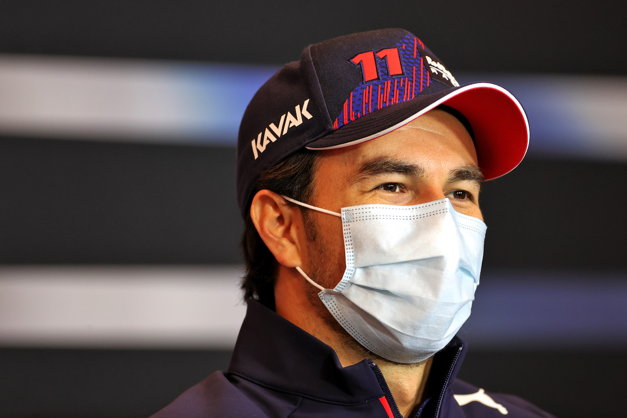 GP IMOLA, Sergio Perez (MEX) Red Bull Racing in the FIA Press Conference.
15.04.2021. Formula 1 World Championship, Rd 2, Emilia Romagna Grand Prix, Imola, Italy, Preparation Day.
- www.xpbimages.com, EMail: requests@xpbimages.com © Copyright: Charniaux / XPB Images