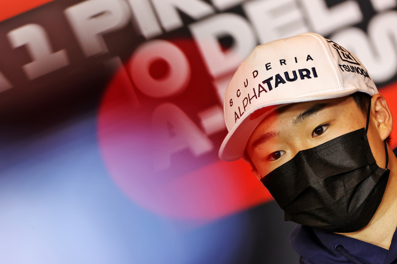 GP IMOLA, Yuki Tsunoda (JPN) AlphaTauri in the FIA Press Conference.
15.04.2021. Formula 1 World Championship, Rd 2, Emilia Romagna Grand Prix, Imola, Italy, Preparation Day.
- www.xpbimages.com, EMail: requests@xpbimages.com © Copyright: Charniaux / XPB Images
