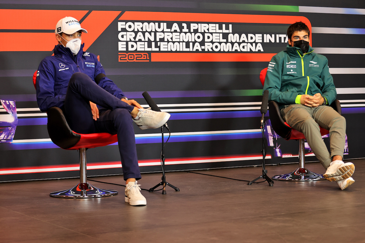 GP IMOLA, (L to R): George Russell (GBR) Williams Racing e Lance Stroll (CDN) Aston Martin F1 Team in the FIA Press Conference.
15.04.2021. Formula 1 World Championship, Rd 2, Emilia Romagna Grand Prix, Imola, Italy, Preparation Day.
- www.xpbimages.com, EMail: requests@xpbimages.com © Copyright: Charniaux / XPB Images