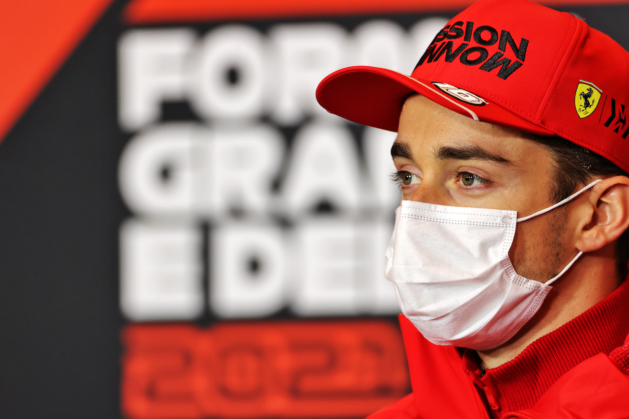 GP IMOLA, Charles Leclerc (MON) Ferrari in the FIA Press Conference.
15.04.2021. Formula 1 World Championship, Rd 2, Emilia Romagna Grand Prix, Imola, Italy, Preparation Day.
- www.xpbimages.com, EMail: requests@xpbimages.com © Copyright: Charniaux / XPB Images