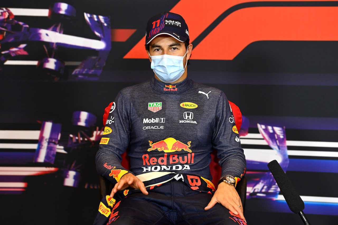 GP IMOLA, Sergio Perez (MEX) Red Bull Racing in the post qualifying FIA Press Conference.
17.04.2021. Formula 1 World Championship, Rd 2, Emilia Romagna Grand Prix, Imola, Italy, Qualifiche Day.
- www.xpbimages.com, EMail: requests@xpbimages.com © Copyright: FIA Pool Image for Editorial Use Only
