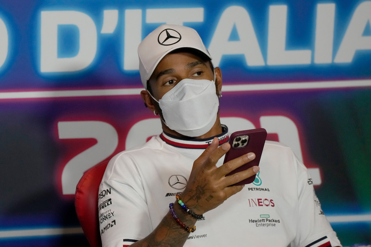 GP ITALIA, Lewis Hamilton (GBR) Mercedes AMG F1 in the FIA Press Conference.
09.09.2021. Formula 1 World Championship, Rd 14, Italian Grand Prix, Monza, Italy, Preparation Day.
- www.xpbimages.com, EMail: requests@xpbimages.com © Copyright: FIA Pool Image for Editorial Use Only