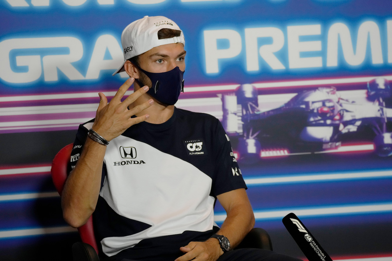 GP ITALIA, Pierre Gasly (FRA) AlphaTauri in the FIA Press Conference.
09.09.2021. Formula 1 World Championship, Rd 14, Italian Grand Prix, Monza, Italy, Preparation Day.
- www.xpbimages.com, EMail: requests@xpbimages.com © Copyright: FIA Pool Image for Editorial Use Only