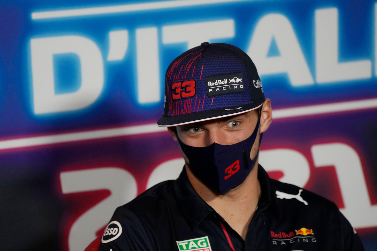 GP ITALIA, Max Verstappen (NLD) Red Bull Racing in the FIA Press Conference.
09.09.2021. Formula 1 World Championship, Rd 14, Italian Grand Prix, Monza, Italy, Preparation Day.
- www.xpbimages.com, EMail: requests@xpbimages.com © Copyright: FIA Pool Image for Editorial Use Only