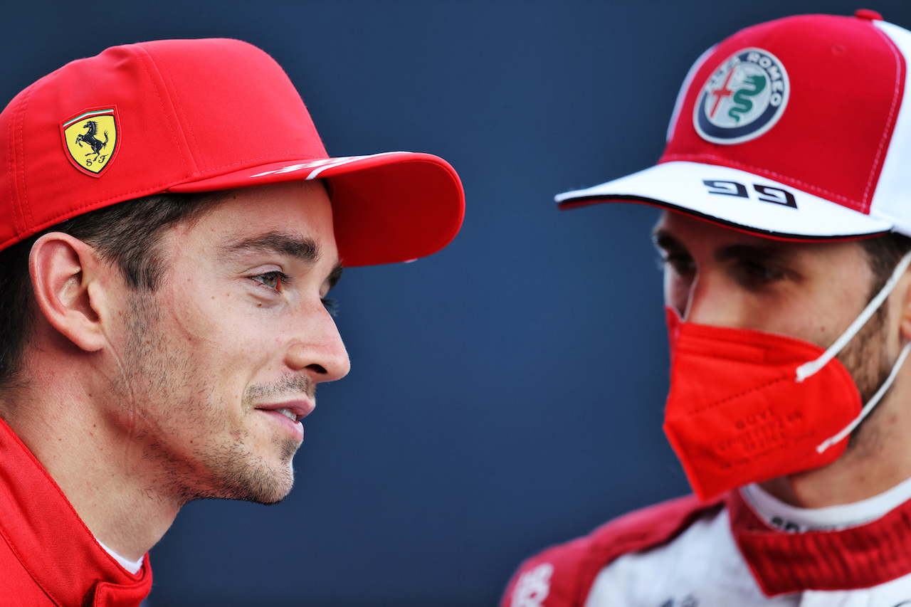 GP ITALIA, (L to R): Charles Leclerc (MON) Ferrari e Antonio Giovinazzi (ITA) Alfa Romeo Racing.
11.09.2021. Formula 1 World Championship, Rd 14, Italian Grand Prix, Monza, Italy, Sprint Day.
- www.xpbimages.com, EMail: requests@xpbimages.com © Copyright: Moy / XPB Images