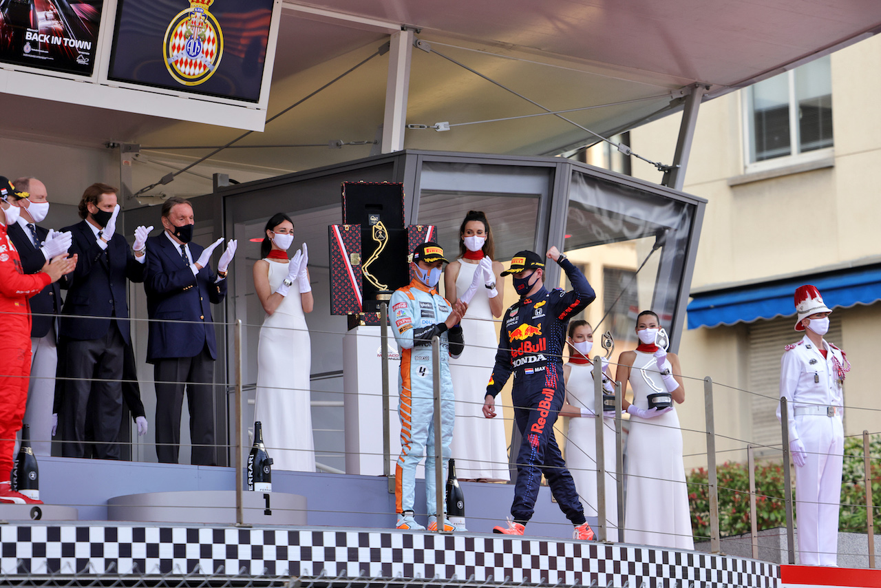 GP MONACO, Gara winner Max Verstappen (NLD) Red Bull Racing celebrates on the podium.
23.05.2021. Formula 1 World Championship, Rd 5, Monaco Grand Prix, Monte Carlo, Monaco, Gara Day.
- www.xpbimages.com, EMail: requests@xpbimages.com © Copyright: Bearne / XPB Images