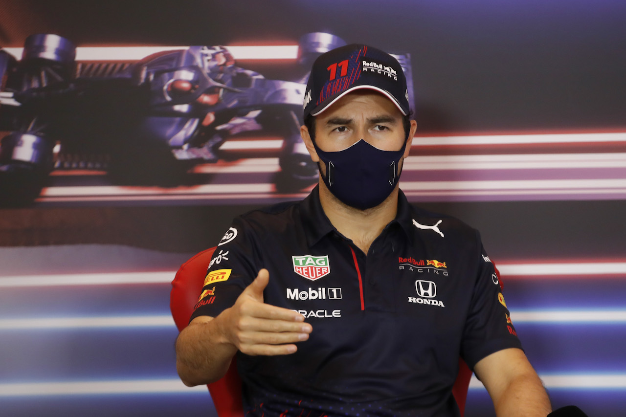 GP MONACO, Sergio Perez (MEX) Red Bull Racing in the FIA Press Conference.
19.05.2021. Formula 1 World Championship, Rd 5, Monaco Grand Prix, Monte Carlo, Monaco, Preparation Day.
- www.xpbimages.com, EMail: requests@xpbimages.com © Copyright: FIA Pool Image for Editorial Use Only