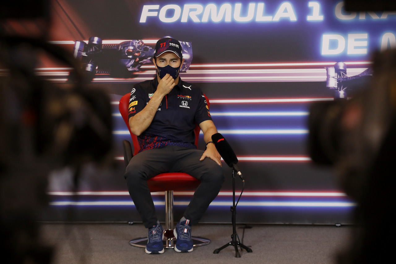 GP MONACO, Sergio Perez (MEX) Red Bull Racing in the FIA Press Conference.
19.05.2021. Formula 1 World Championship, Rd 5, Monaco Grand Prix, Monte Carlo, Monaco, Preparation Day.
- www.xpbimages.com, EMail: requests@xpbimages.com © Copyright: FIA Pool Image for Editorial Use Only