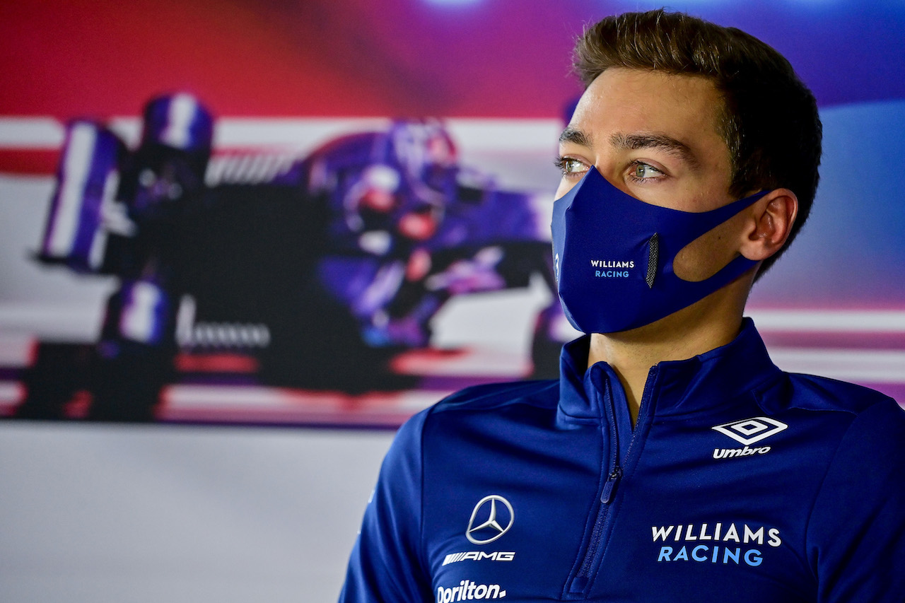 GP OLANDA, George Russell (GBR) Williams Racing in the FIA Press Conference.
02.09.2021. Formula 1 World Championship, Rd 13, Dutch Grand Prix, Zandvoort, Netherlands, Preparation Day.
- www.xpbimages.com, EMail: requests@xpbimages.com © Copyright: FIA Pool Image for Editorial Use Only