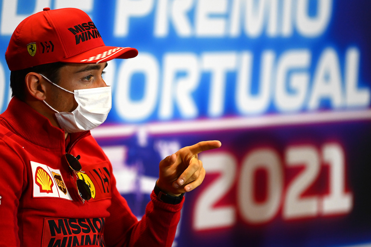 GP PORTOGALLO, Charles Leclerc (MON) Ferrari in the FIA Press Conference.
29.04.2021. Formula 1 World Championship, Rd 3, Portuguese Grand Prix, Portimao, Portugal, Preparation Day.
- www.xpbimages.com, EMail: requests@xpbimages.com © Copyright: FIA Pool Image for Editorial Use Only