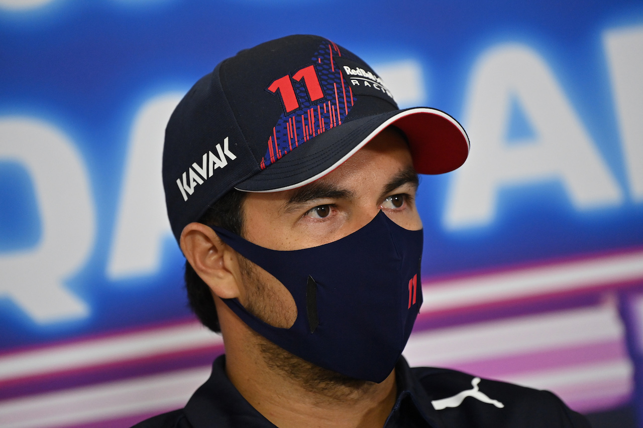 GP QATAR, Sergio Perez (MEX) Red Bull Racing in the FIA Press Conference.
18.11.2021. Formula 1 World Championship, Rd 20, Qatar Grand Prix, Doha, Qatar, Preparation Day.
- www.xpbimages.com, EMail: requests@xpbimages.com © Copyright: FIA Pool Image for Editorial Use Only