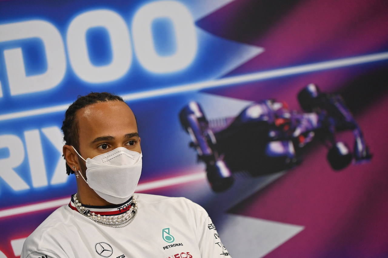 GP QATAR, Lewis Hamilton (GBR) Mercedes AMG F1 in the FIA Press Conference.
18.11.2021. Formula 1 World Championship, Rd 20, Qatar Grand Prix, Doha, Qatar, Preparation Day.
- www.xpbimages.com, EMail: requests@xpbimages.com © Copyright: FIA Pool Image for Editorial Use Only