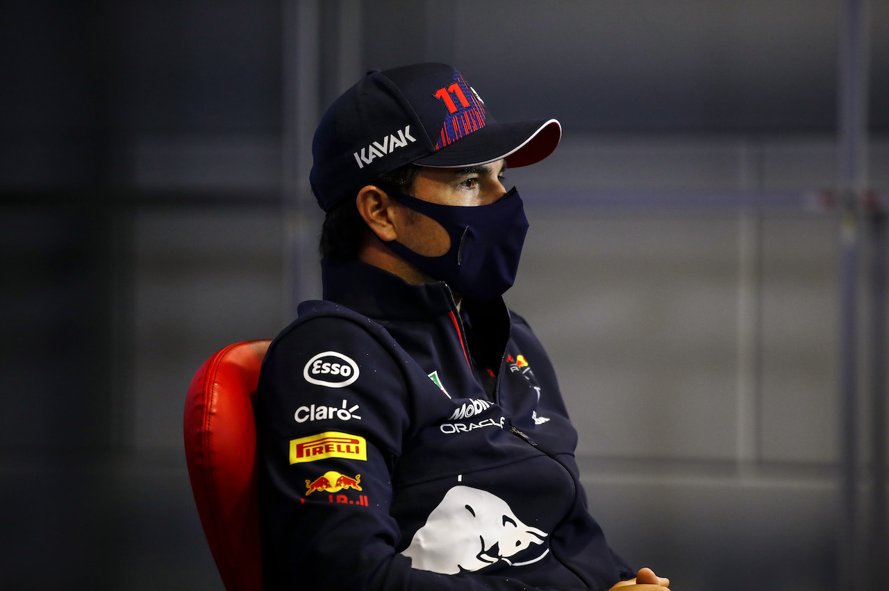 GP RUSSIA, Sergio Perez (MEX) Red Bull Racing in the FIA Press Conference.
23.09.2021. Formula 1 World Championship, Rd 15, Russian Grand Prix, Sochi Autodrom, Sochi, Russia, Preparation Day.
- www.xpbimages.com, EMail: requests@xpbimages.com © Copyright: FIA Pool Image for Editorial Use Only
