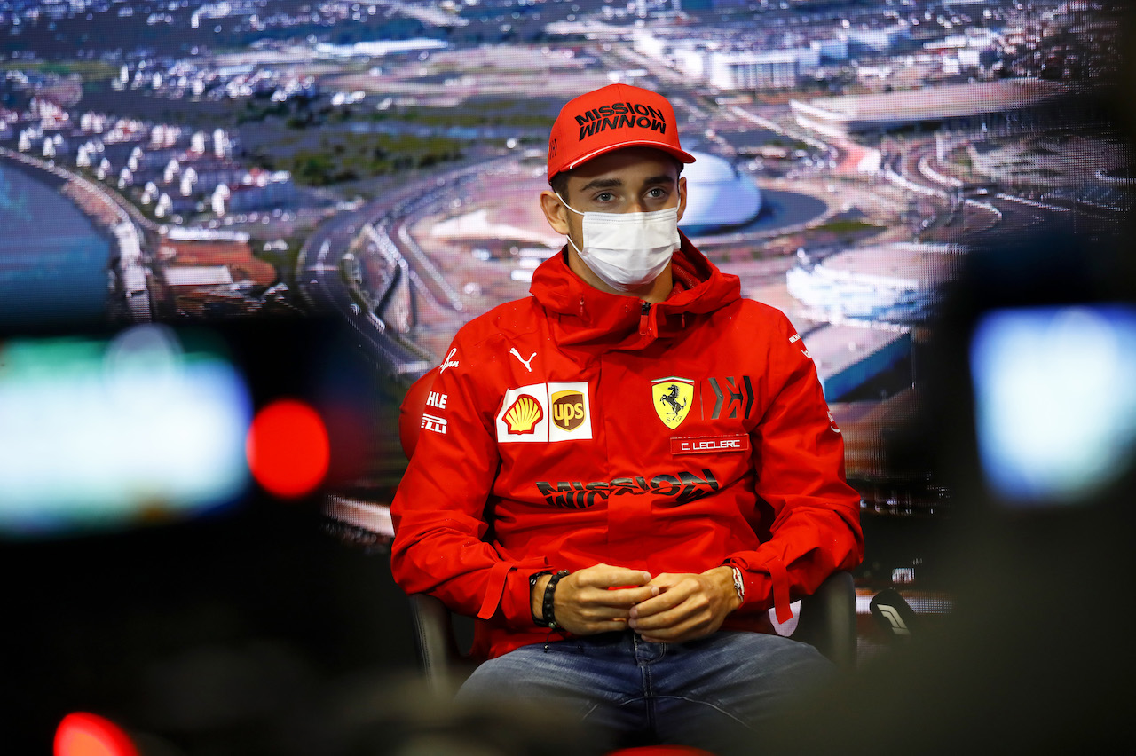 GP RUSSIA, Charles Leclerc (MON) Ferrari in the FIA Press Conference.
23.09.2021. Formula 1 World Championship, Rd 15, Russian Grand Prix, Sochi Autodrom, Sochi, Russia, Preparation Day.
- www.xpbimages.com, EMail: requests@xpbimages.com © Copyright: FIA Pool Image for Editorial Use Only
