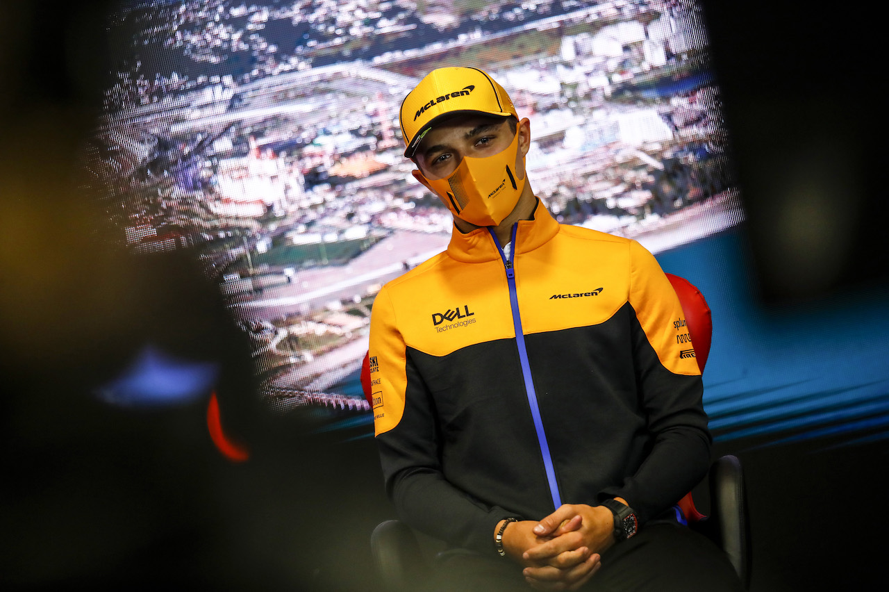GP RUSSIA, Lando Norris (GBR) McLaren in the FIA Press Conference.
23.09.2021. Formula 1 World Championship, Rd 15, Russian Grand Prix, Sochi Autodrom, Sochi, Russia, Preparation Day.
- www.xpbimages.com, EMail: requests@xpbimages.com © Copyright: FIA Pool Image for Editorial Use Only