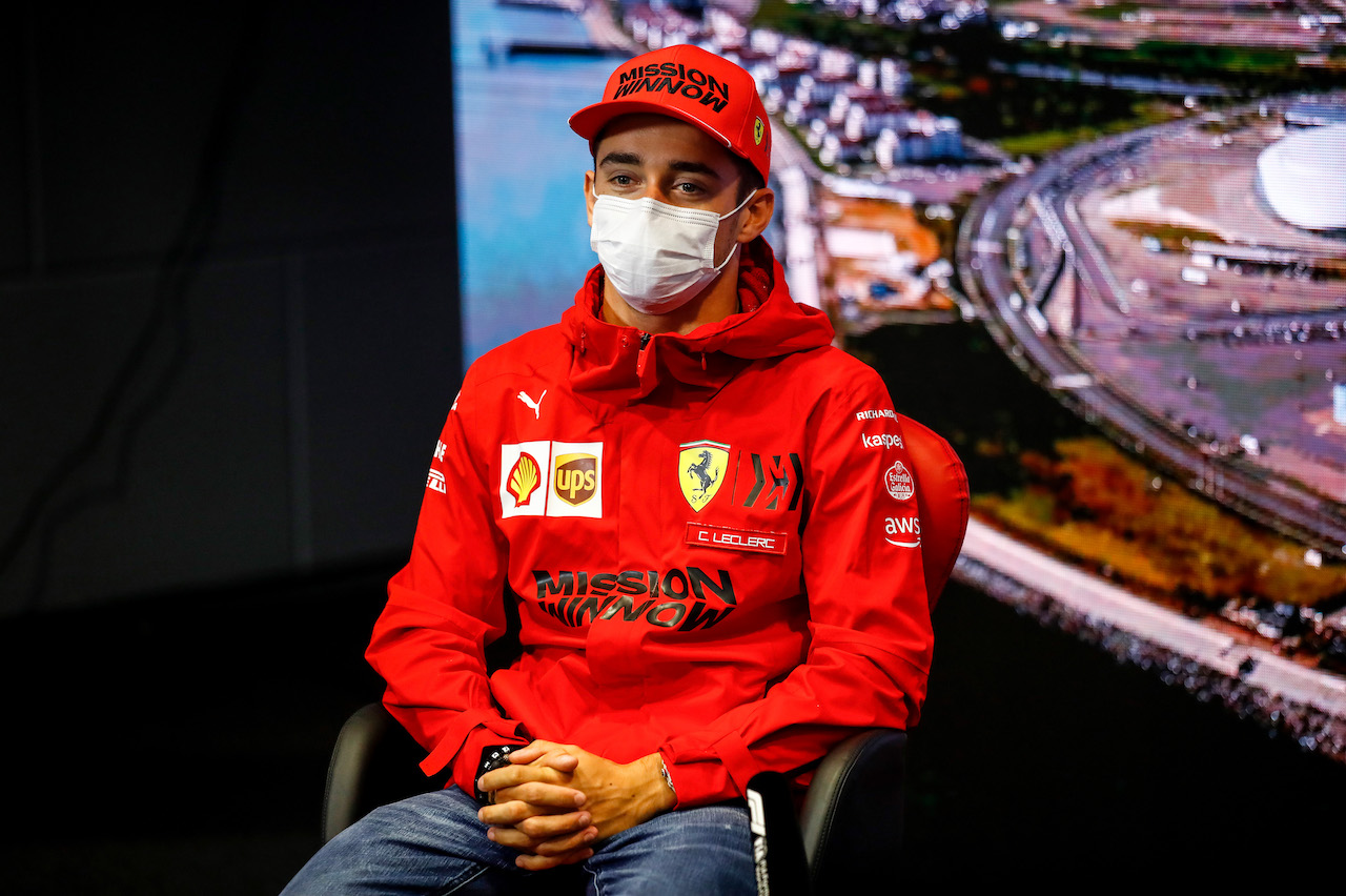 GP RUSSIA, Charles Leclerc (MON) Ferrari in the FIA Press Conference.
23.09.2021. Formula 1 World Championship, Rd 15, Russian Grand Prix, Sochi Autodrom, Sochi, Russia, Preparation Day.
- www.xpbimages.com, EMail: requests@xpbimages.com © Copyright: FIA Pool Image for Editorial Use Only