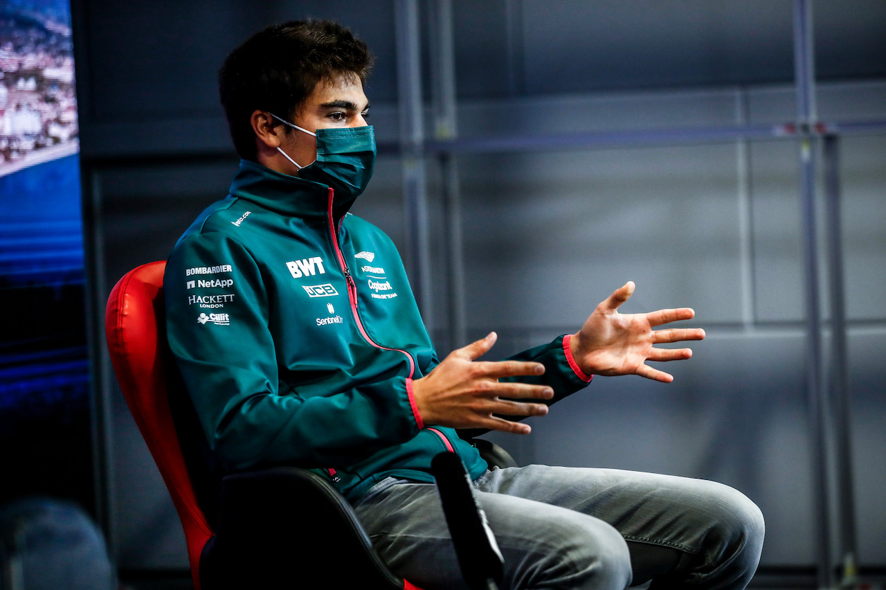 GP RUSSIA, Lance Stroll (CDN) Aston Martin F1 Team in the FIA Press Conference.
23.09.2021. Formula 1 World Championship, Rd 15, Russian Grand Prix, Sochi Autodrom, Sochi, Russia, Preparation Day.
- www.xpbimages.com, EMail: requests@xpbimages.com © Copyright: FIA Pool Image for Editorial Use Only