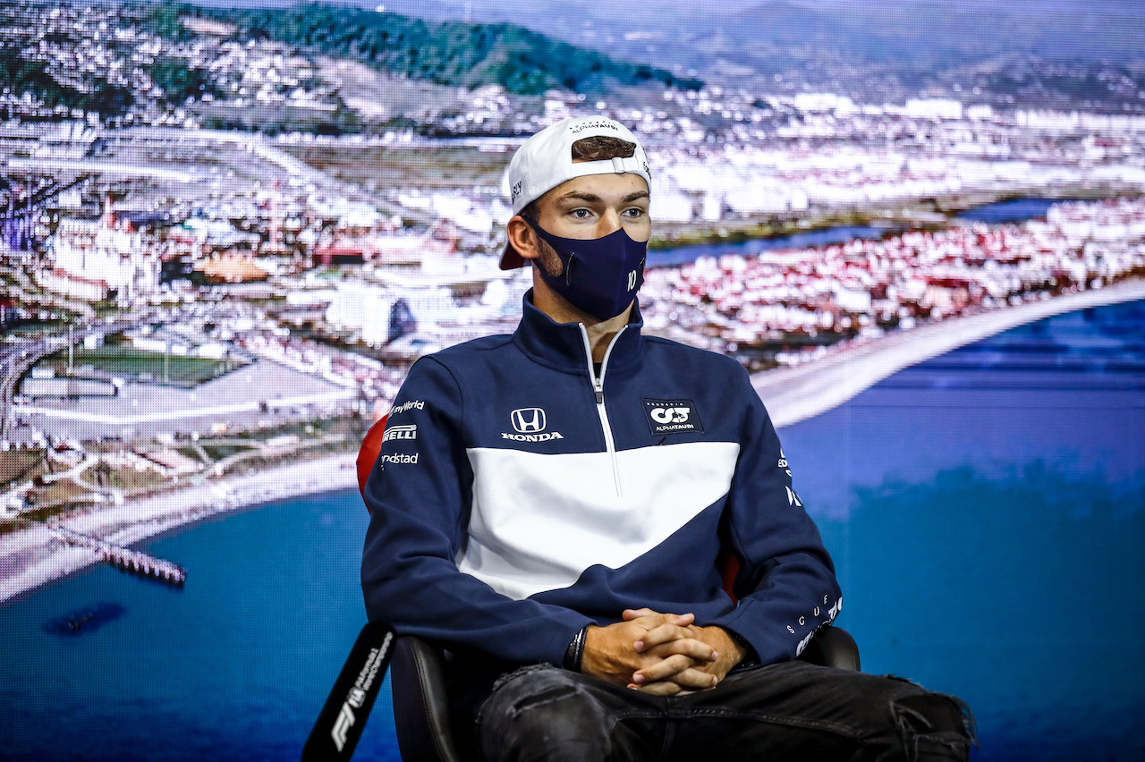 GP RUSSIA, Pierre Gasly (FRA) AlphaTauri in the FIA Press Conference.
23.09.2021. Formula 1 World Championship, Rd 15, Russian Grand Prix, Sochi Autodrom, Sochi, Russia, Preparation Day.
- www.xpbimages.com, EMail: requests@xpbimages.com © Copyright: FIA Pool Image for Editorial Use Only