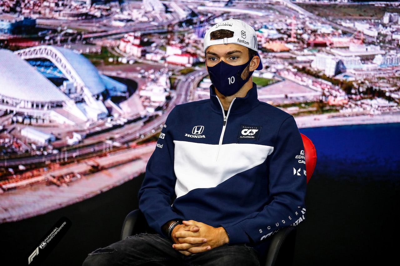 GP RUSSIA, Pierre Gasly (FRA) AlphaTauri in the FIA Press Conference.
23.09.2021. Formula 1 World Championship, Rd 15, Russian Grand Prix, Sochi Autodrom, Sochi, Russia, Preparation Day.
- www.xpbimages.com, EMail: requests@xpbimages.com © Copyright: FIA Pool Image for Editorial Use Only