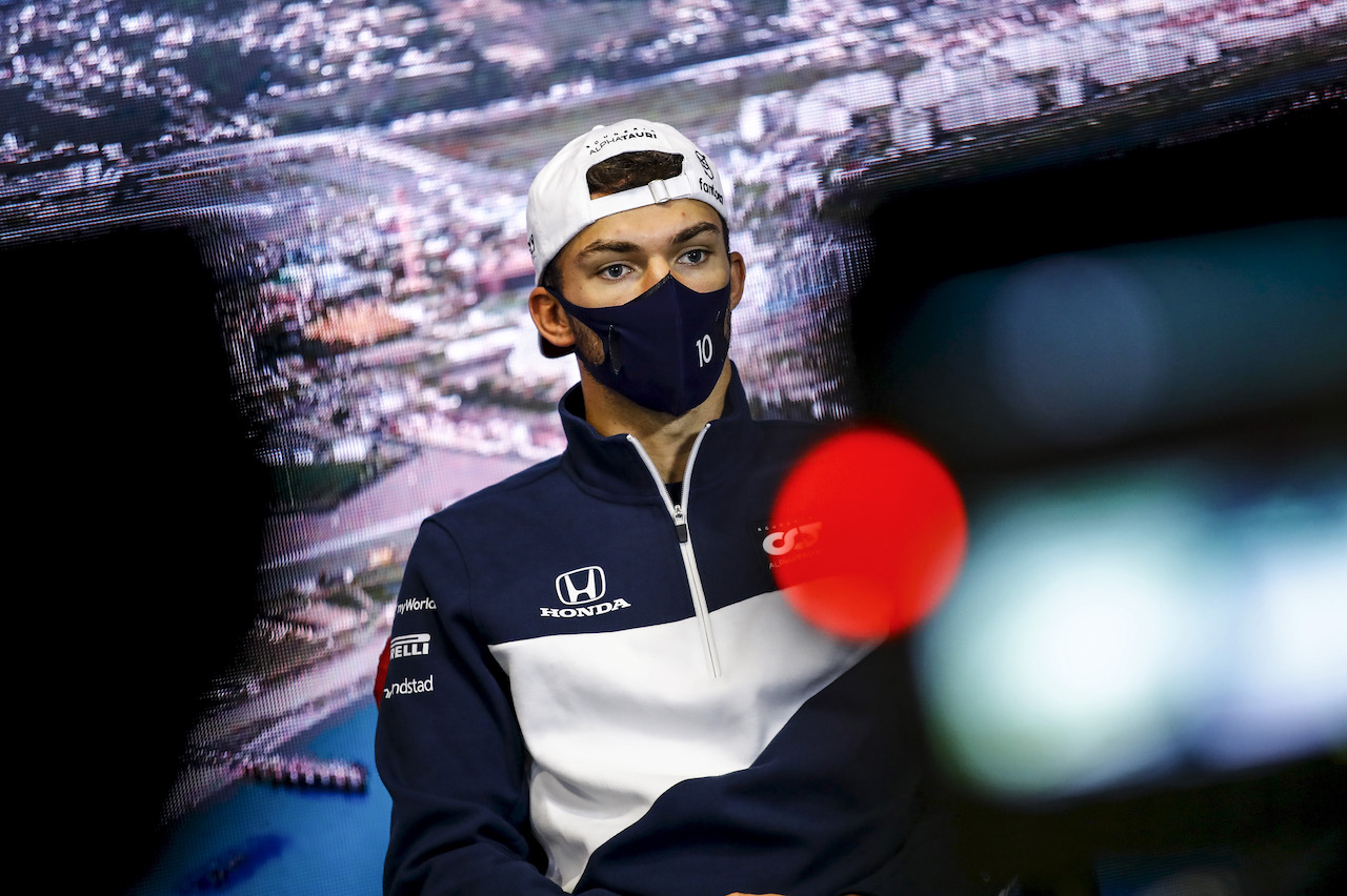 GP RUSSIA, Pierre Gasly (FRA) AlphaTauri in the FIA Press Conference.
23.09.2021. Formula 1 World Championship, Rd 15, Russian Grand Prix, Sochi Autodrom, Sochi, Russia, Preparation Day.
- www.xpbimages.com, EMail: requests@xpbimages.com © Copyright: FIA Pool Image for Editorial Use Only