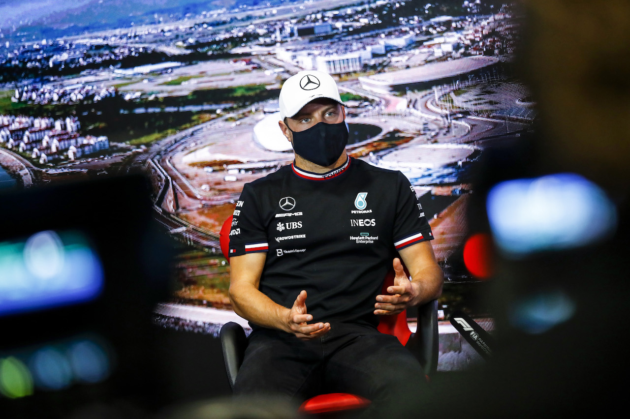 GP RUSSIA, Valtteri Bottas (FIN) Mercedes AMG F1 in the FIA Press Conference.
23.09.2021. Formula 1 World Championship, Rd 15, Russian Grand Prix, Sochi Autodrom, Sochi, Russia, Preparation Day.
- www.xpbimages.com, EMail: requests@xpbimages.com © Copyright: FIA Pool Image for Editorial Use Only