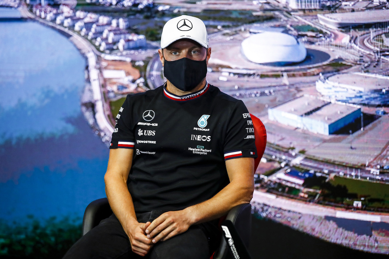 GP RUSSIA, Valtteri Bottas (FIN) Mercedes AMG F1 in the FIA Press Conference.
23.09.2021. Formula 1 World Championship, Rd 15, Russian Grand Prix, Sochi Autodrom, Sochi, Russia, Preparation Day.
- www.xpbimages.com, EMail: requests@xpbimages.com © Copyright: FIA Pool Image for Editorial Use Only