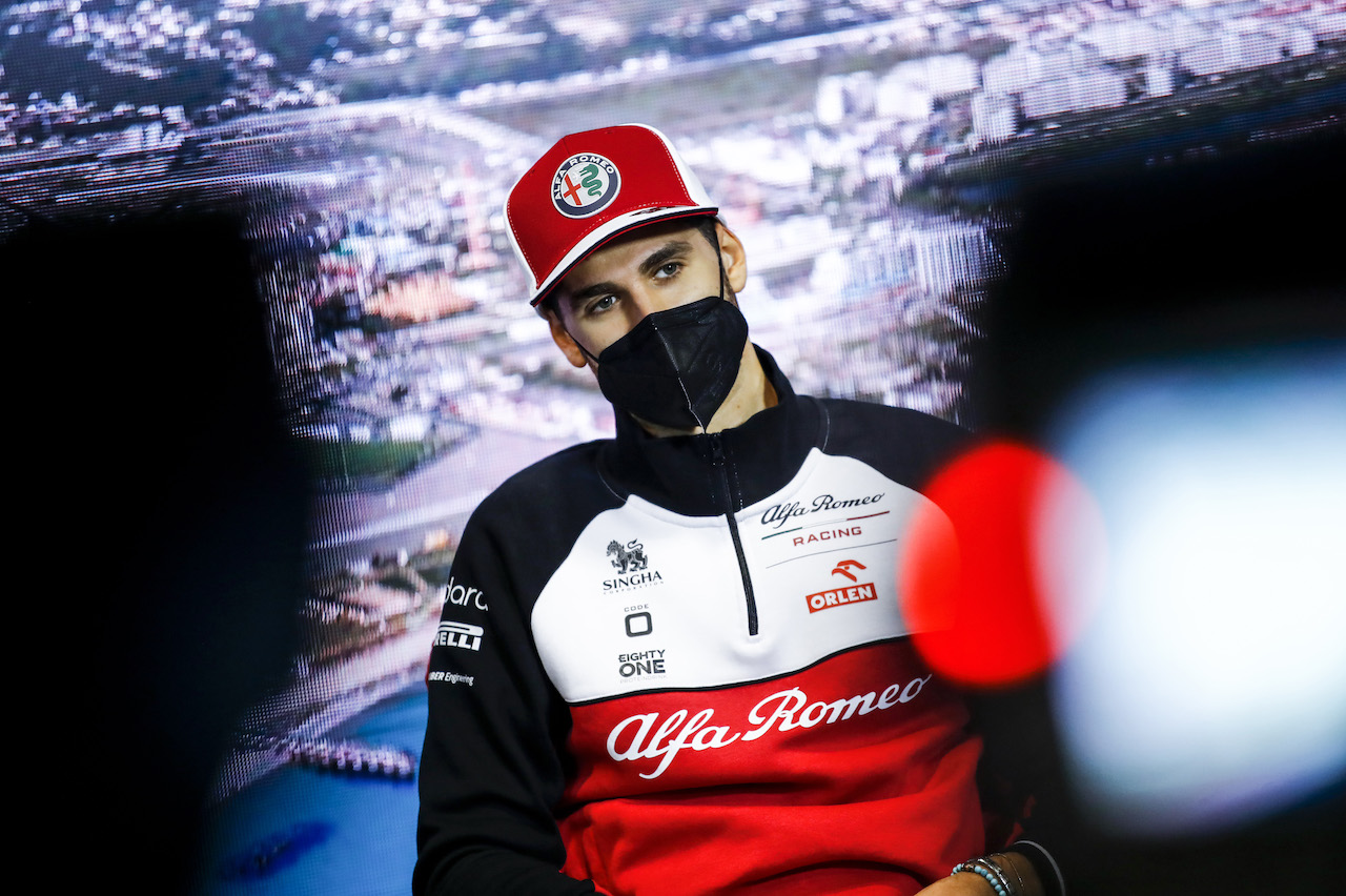 GP RUSSIA, Antonio Giovinazzi (ITA) Alfa Romeo Racing in the FIA Press Conference.
23.09.2021. Formula 1 World Championship, Rd 15, Russian Grand Prix, Sochi Autodrom, Sochi, Russia, Preparation Day.
- www.xpbimages.com, EMail: requests@xpbimages.com © Copyright: FIA Pool Image for Editorial Use Only