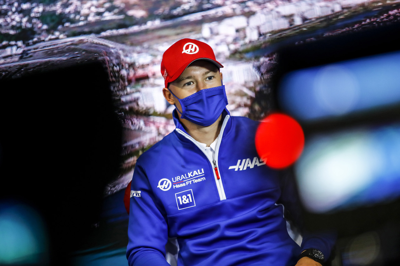 GP RUSSIA, Nikita Mazepin (RUS) Haas F1 Team in the FIA Press Conference.
23.09.2021. Formula 1 World Championship, Rd 15, Russian Grand Prix, Sochi Autodrom, Sochi, Russia, Preparation Day.
- www.xpbimages.com, EMail: requests@xpbimages.com © Copyright: FIA Pool Image for Editorial Use Only