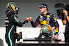 GP SAN PAOLO, (L to R): Gara winner Lewis Hamilton (GBR) Mercedes AMG F1 celebrates in parc ferme with second placed Max Verstappen (NLD) Red Bull Racing.
14.11.2021. Formula 1 World Championship, Rd 19, Brazilian Grand Prix, Sao Paulo, Brazil, Gara Day.
- www.xpbimages.com, EMail: requests@xpbimages.com © Copyright: FIA Pool Image for Editorial Use Only