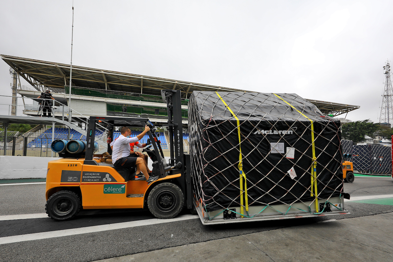 GP SAN PAOLO, McLaren freight in the pits.
11.11.2021. Formula 1 World Championship, Rd 19, Brazilian Grand Prix, Sao Paulo, Brazil, Preparation Day.
- www.xpbimages.com, EMail: requests@xpbimages.com © Copyright: XPB Images