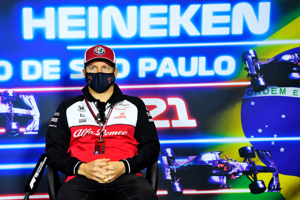 GP SAN PAOLO, Kimi Raikkonen (FIN) Alfa Romeo Racing in the FIA Press Conference.
11.11.2021. Formula 1 World Championship, Rd 19, Brazilian Grand Prix, Sao Paulo, Brazil, Preparation Day.
- www.xpbimages.com, EMail: requests@xpbimages.com © Copyright: Carezzevoli / XPB Images